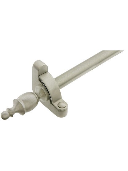 28 1/2 inch Heritage Crown Tip Stair Rod - 1/2 inch Diameter Brass With Standard Brackets in Satin Nickel.